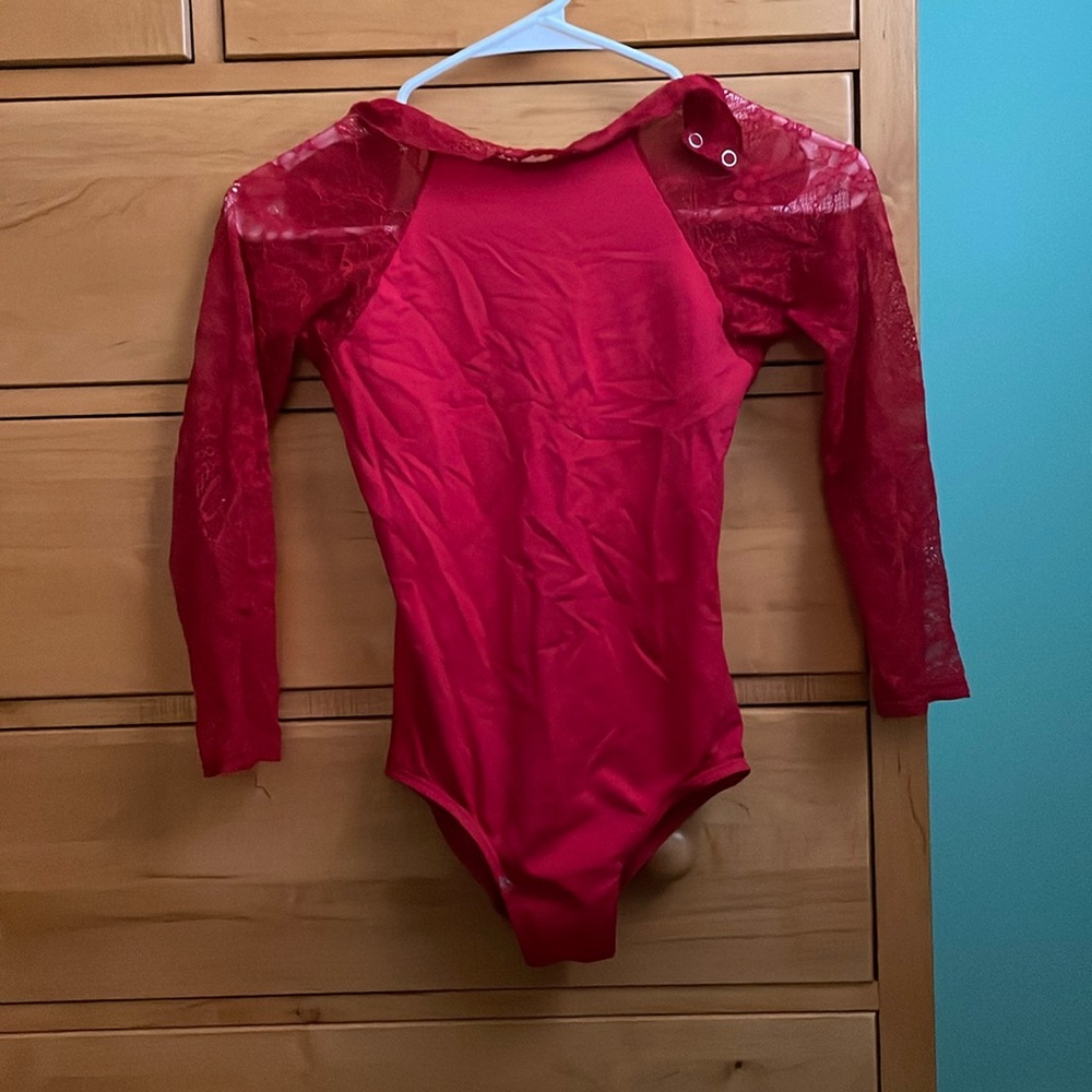 Red Lacey Sleeve Bodysuit